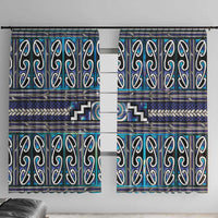 Maori Matariki Window Curtain Blue Galaxy Aesthetic Koru Art LT01 With Hooks Blue - Polynesian Pride