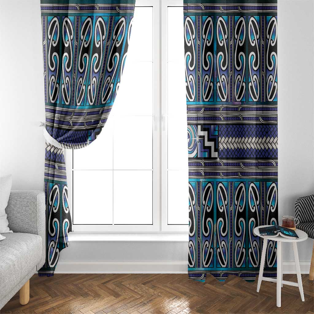 Maori Matariki Window Curtain Blue Galaxy Aesthetic Koru Art LT01 - Polynesian Pride