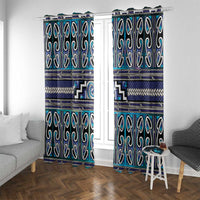 Maori Matariki Window Curtain Blue Galaxy Aesthetic Koru Art LT01 With Grommets Blue - Polynesian Pride