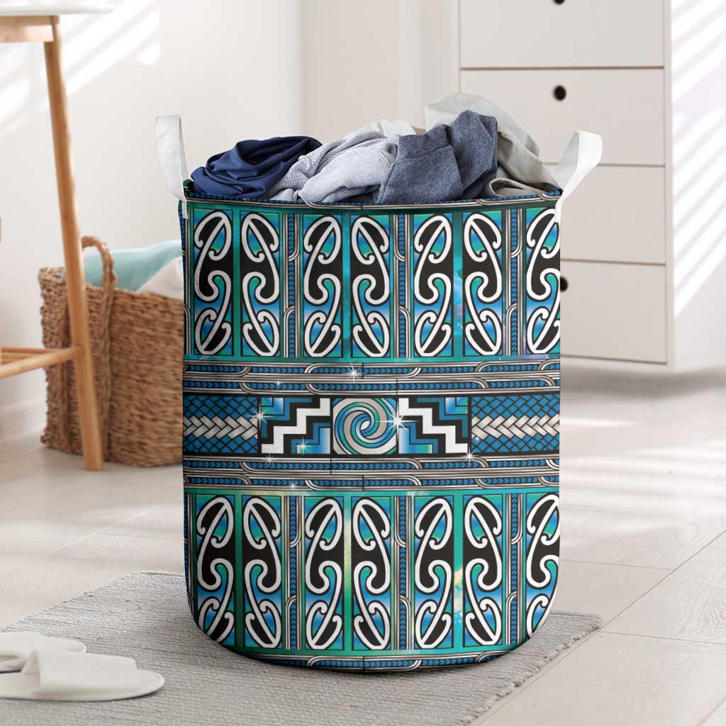 Maori Matariki Laundry Basket Green Galaxy Aesthetic Koru Art LT01 Green - Polynesian Pride