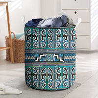 Maori Matariki Laundry Basket Green Galaxy Aesthetic Koru Art LT01 Green - Polynesian Pride