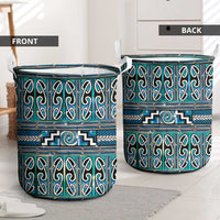 Maori Matariki Laundry Basket Green Galaxy Aesthetic Koru Art LT01 - Polynesian Pride