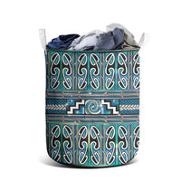 Maori Matariki Laundry Basket Green Galaxy Aesthetic Koru Art LT01 - Polynesian Pride