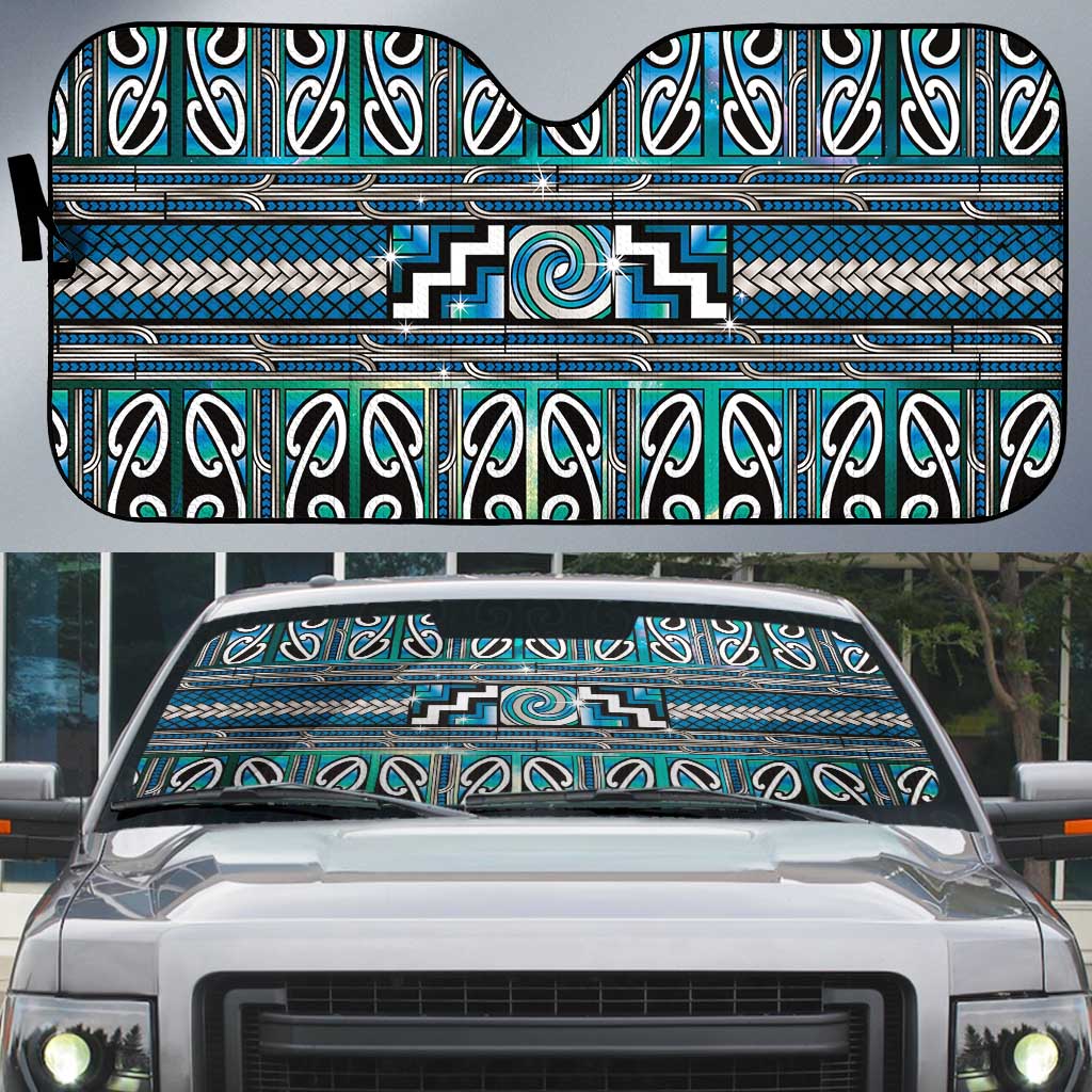 Maori Matariki Auto Sun Shade Green Galaxy Aesthetic Koru Art LT01 Green - Polynesian Pride