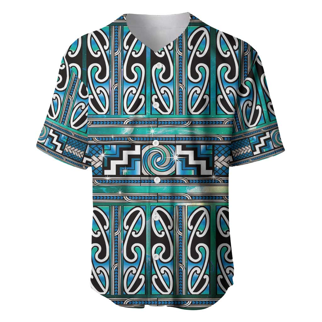 Maori Matariki Baseball Jersey Green Galaxy Aesthetic Koru Art LT01 Green - Polynesian Pride