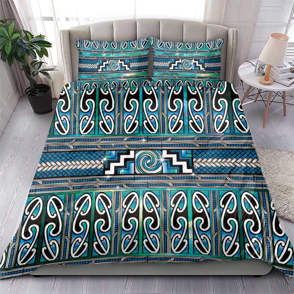 Maori Matariki Bedding Set Green Galaxy Aesthetic Koru Art LT01 - Polynesian Pride