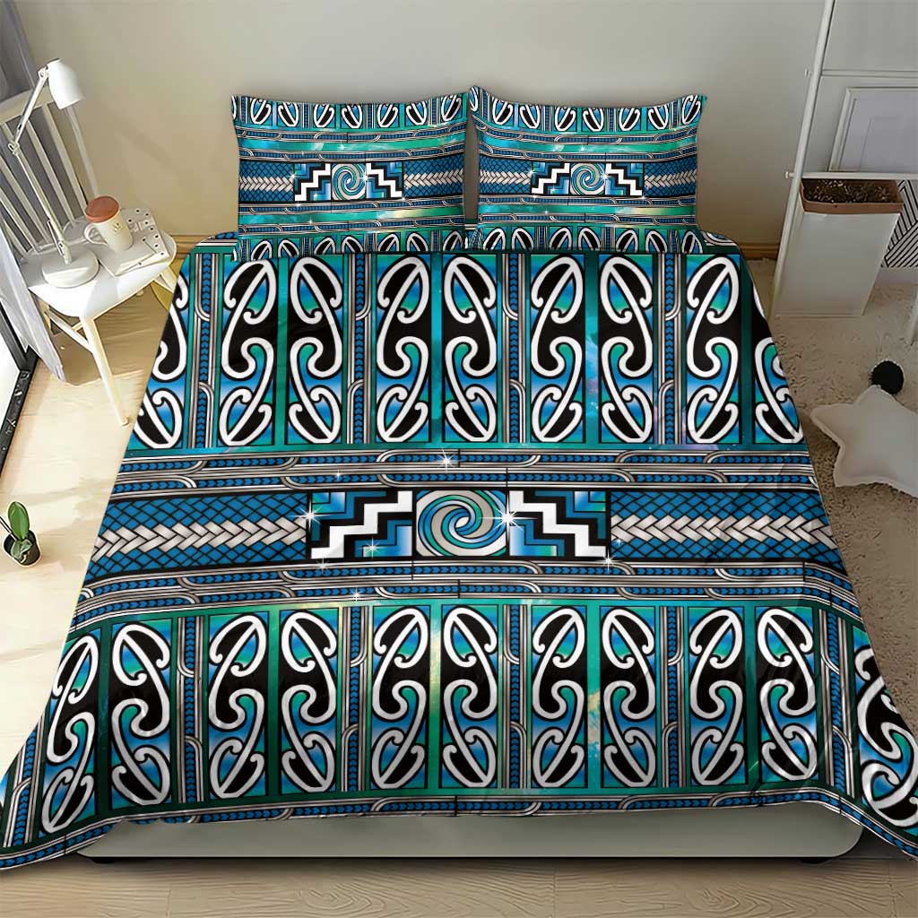 Maori Matariki Bedding Set Green Galaxy Aesthetic Koru Art LT01 - Polynesian Pride