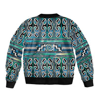 Maori Matariki Bomber Jacket Green Galaxy Aesthetic Koru Art LT01 - Polynesian Pride