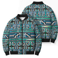 Maori Matariki Bomber Puffer Jacket Green Galaxy Aesthetic Koru Art LT01 - Polynesian Pride
