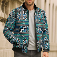 Maori Matariki Bomber Puffer Jacket Green Galaxy Aesthetic Koru Art LT01 - Polynesian Pride
