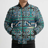 Maori Matariki Bomber Puffer Jacket Green Galaxy Aesthetic Koru Art LT01 - Polynesian Pride