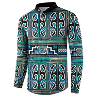 Maori Matariki Button Sweatshirt Green Galaxy Aesthetic Koru Art LT01 - Polynesian Pride
