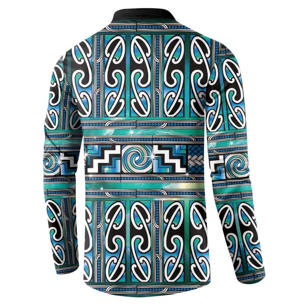 Maori Matariki Button Sweatshirt Green Galaxy Aesthetic Koru Art LT01 - Polynesian Pride