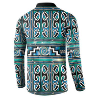 Maori Matariki Button Sweatshirt Green Galaxy Aesthetic Koru Art LT01 - Polynesian Pride