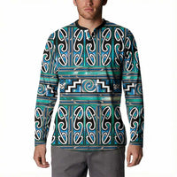 Maori Matariki Button Sweatshirt Green Galaxy Aesthetic Koru Art LT01 - Polynesian Pride