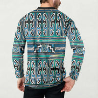 Maori Matariki Button Sweatshirt Green Galaxy Aesthetic Koru Art LT01 - Polynesian Pride