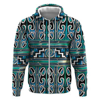 Maori Matariki Hoodie Green Galaxy Aesthetic Koru Art LT01 Zip Hoodie Green - Polynesian Pride