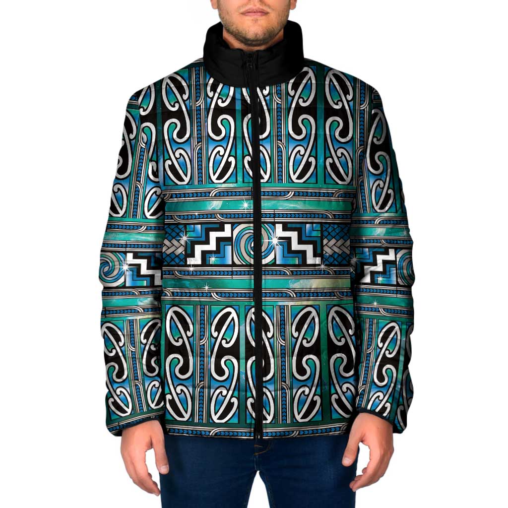 Maori Matariki Padded Jacket Green Galaxy Aesthetic Koru Art LT01 Men Green - Polynesian Pride