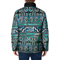 Maori Matariki Padded Jacket Green Galaxy Aesthetic Koru Art LT01 - Polynesian Pride