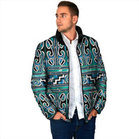 Maori Matariki Padded Jacket Green Galaxy Aesthetic Koru Art LT01 - Polynesian Pride
