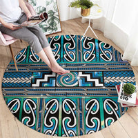 Maori Matariki Round Carpet Green Galaxy Aesthetic Koru Art LT01 - Polynesian Pride