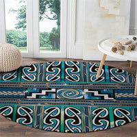 Maori Matariki Round Carpet Green Galaxy Aesthetic Koru Art LT01 - Polynesian Pride