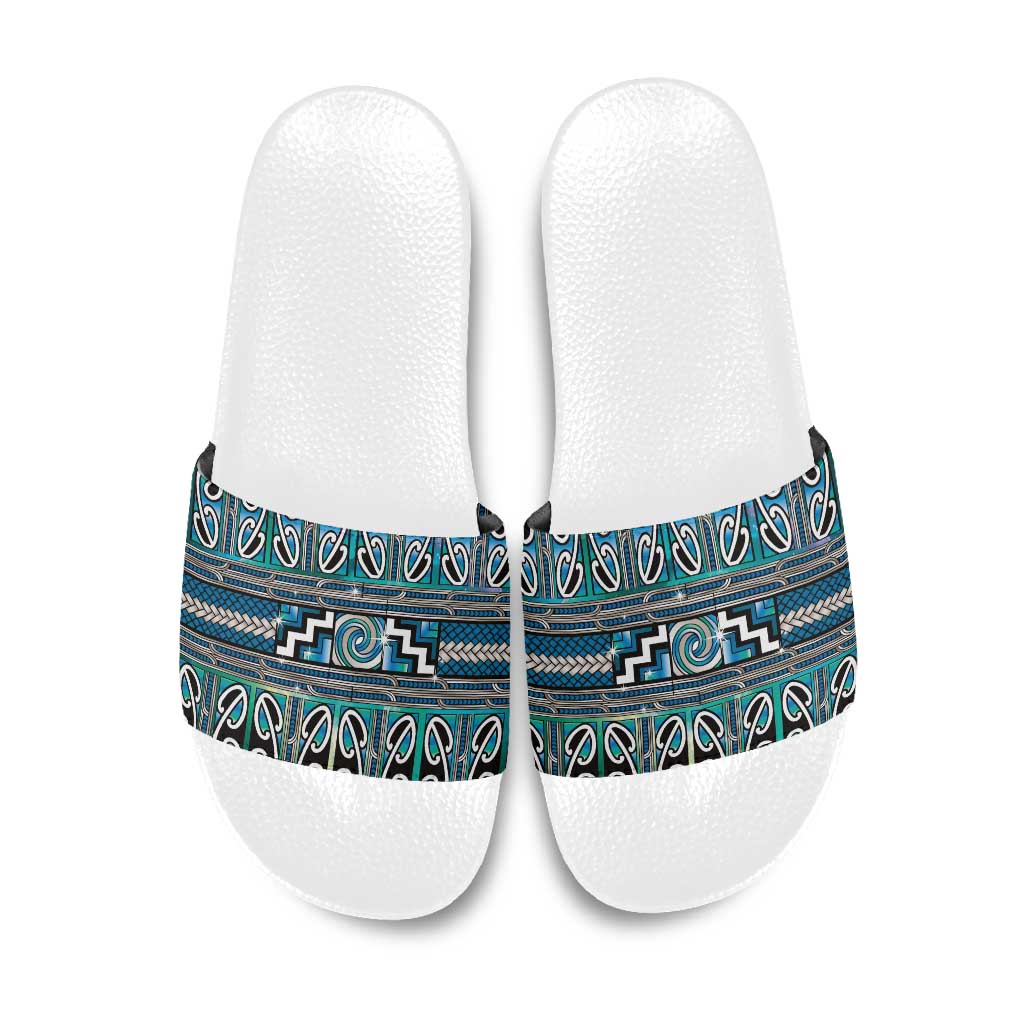 Maori Matariki Slide Sandals Green Galaxy Aesthetic Koru Art LT01 Green - Polynesian Pride