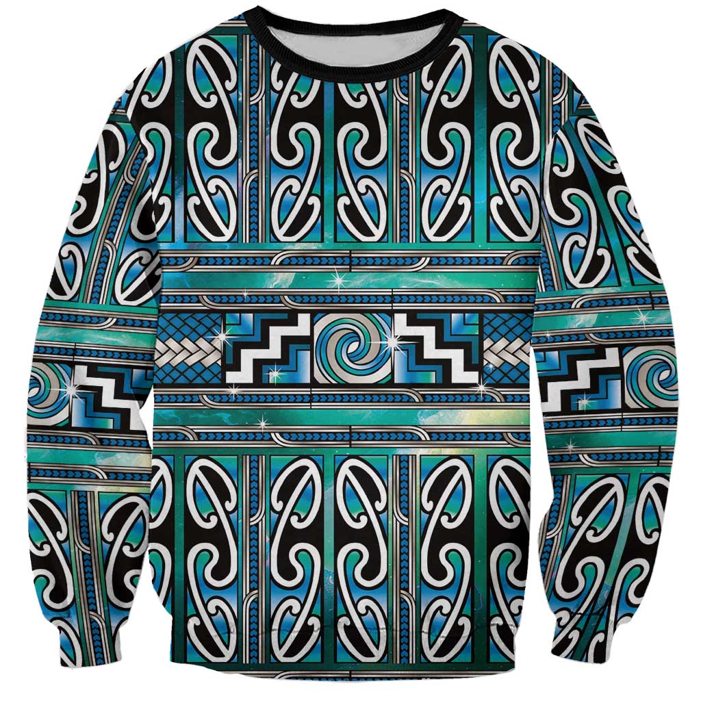 Maori Matariki Sweatshirt Green Galaxy Aesthetic Koru Art LT01 Unisex Green - Polynesian Pride