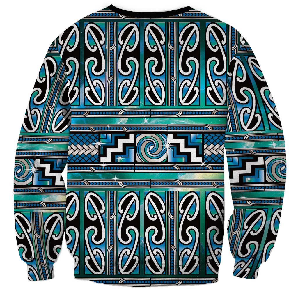Maori Matariki Sweatshirt Green Galaxy Aesthetic Koru Art LT01 - Polynesian Pride
