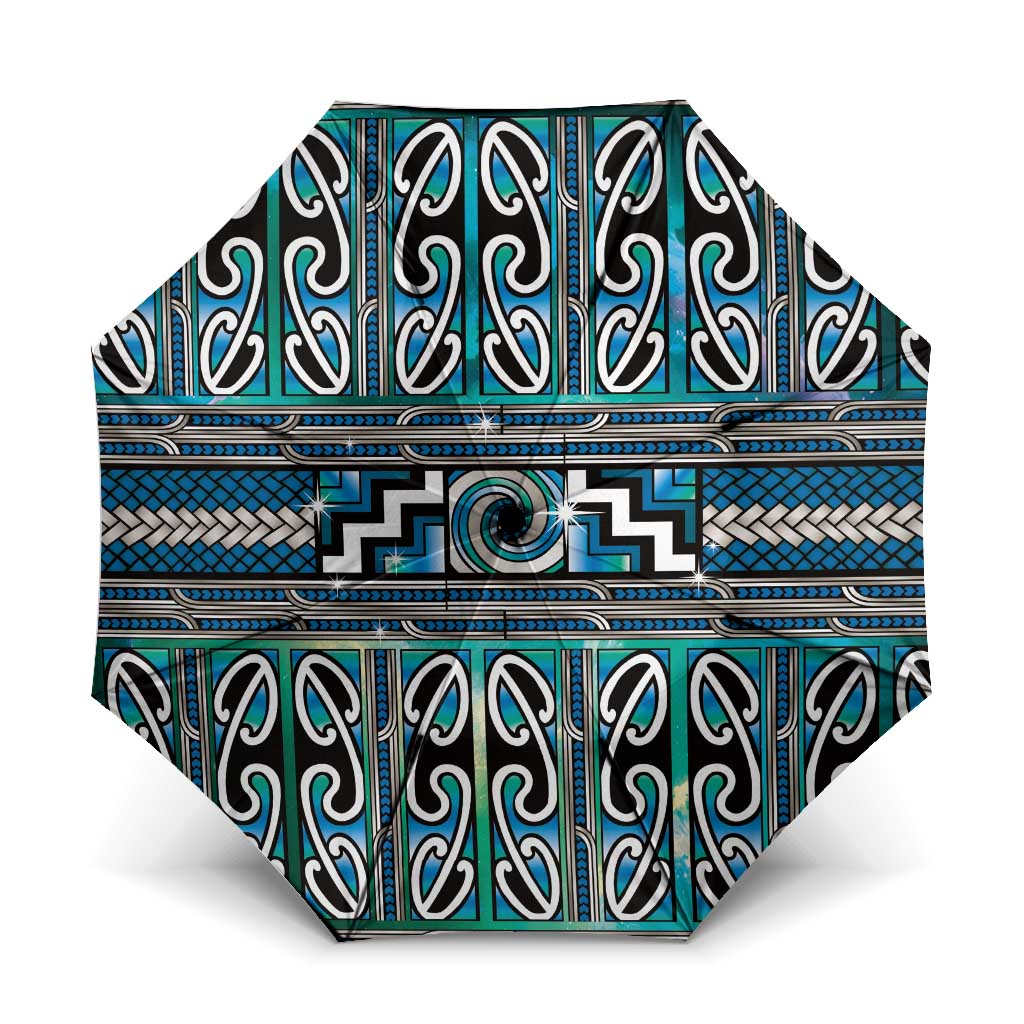 Maori Matariki Umbrella Green Galaxy Aesthetic Koru Art LT01 One Size Folded 11.42 inch Opened Diameter 37.4 inch Green - Polynesian Pride
