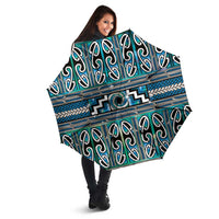 Maori Matariki Umbrella Green Galaxy Aesthetic Koru Art LT01 - Polynesian Pride