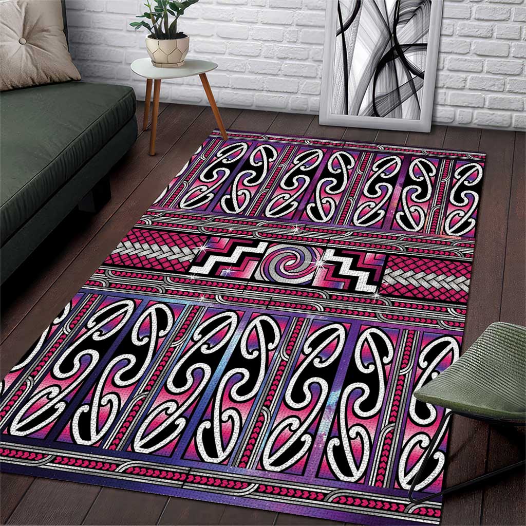 Maori Matariki Area Rug Pink Galaxy Aesthetic Koru Art LT01 Pink - Polynesian Pride