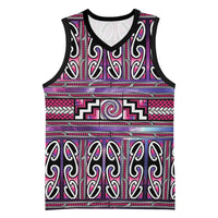 Maori Matariki Basketball Jersey Pink Galaxy Aesthetic Koru Art LT01 Unisex Pink - Polynesian Pride