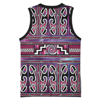 Maori Matariki Basketball Jersey Pink Galaxy Aesthetic Koru Art LT01 - Polynesian Pride