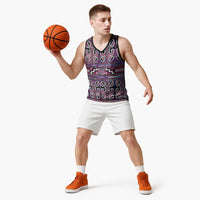 Maori Matariki Basketball Jersey Pink Galaxy Aesthetic Koru Art LT01 - Polynesian Pride