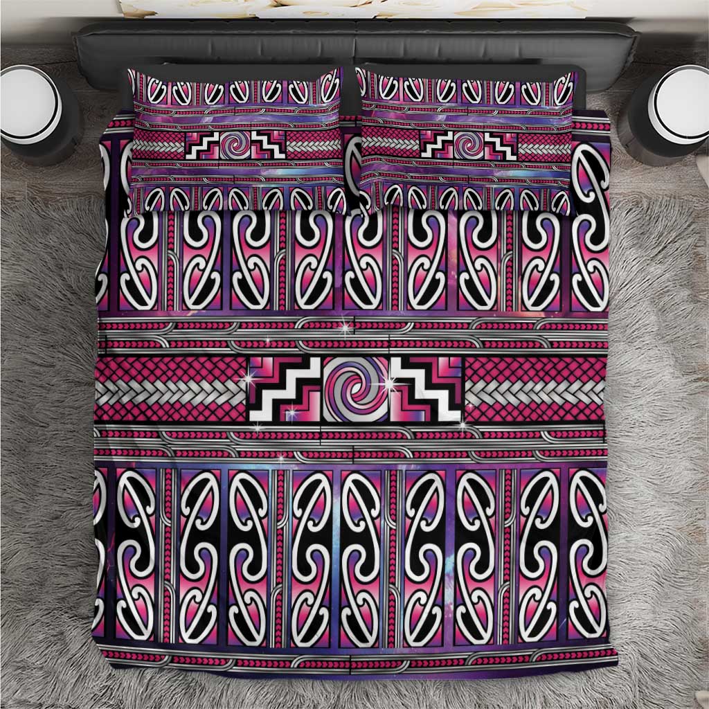 Maori Matariki Bedding Set Pink Galaxy Aesthetic Koru Art LT01 Pink - Polynesian Pride