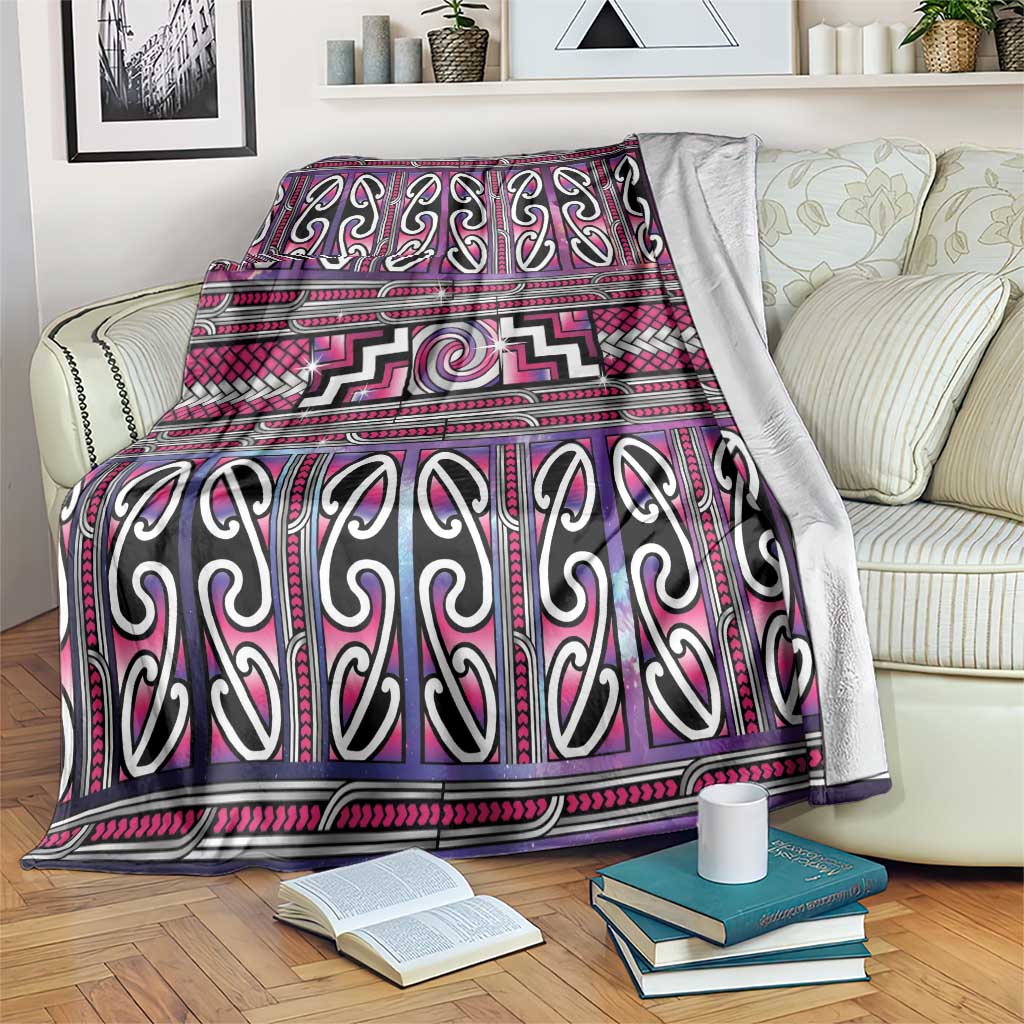 Maori Matariki Blanket Pink Galaxy Aesthetic Koru Art LT01 Pink - Polynesian Pride