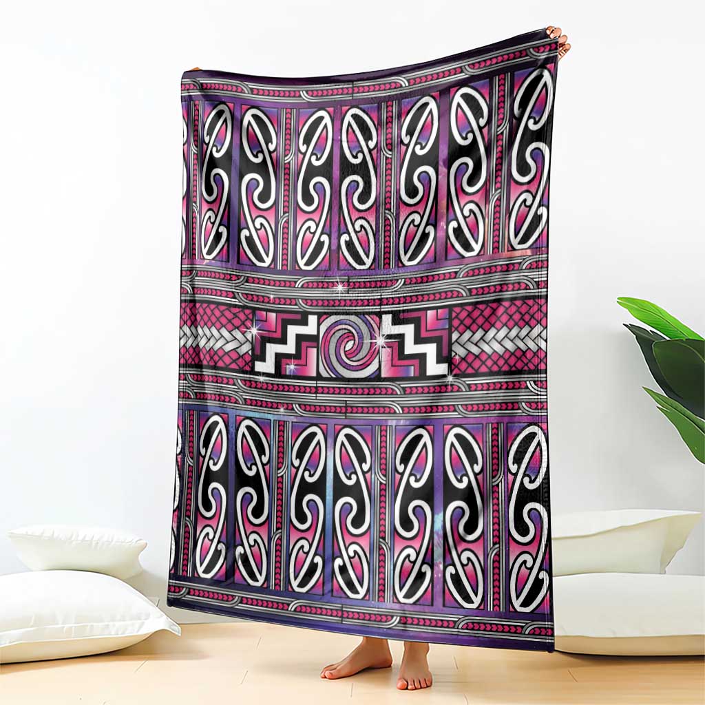 Maori Matariki Blanket Pink Galaxy Aesthetic Koru Art LT01 - Polynesian Pride
