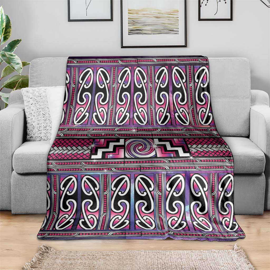 Maori Matariki Blanket Pink Galaxy Aesthetic Koru Art LT01 - Polynesian Pride