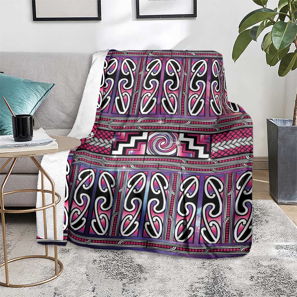 Maori Matariki Blanket Pink Galaxy Aesthetic Koru Art LT01 - Polynesian Pride