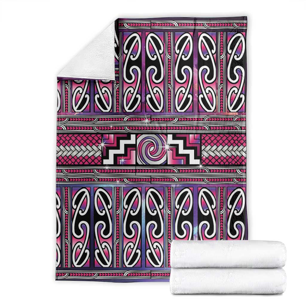 Maori Matariki Blanket Pink Galaxy Aesthetic Koru Art LT01 - Polynesian Pride
