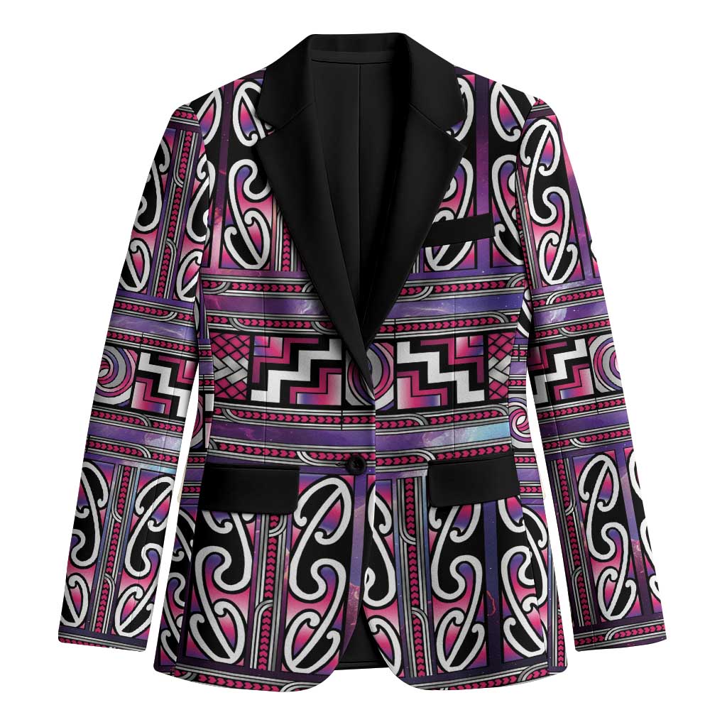 Maori Matariki Blazer Pink Galaxy Aesthetic Koru Art LT01 Unisex Pink - Polynesian Pride