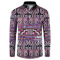 Maori Matariki Button Sweatshirt Pink Galaxy Aesthetic Koru Art LT01 Pink - Polynesian Pride