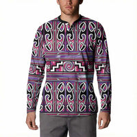 Maori Matariki Button Sweatshirt Pink Galaxy Aesthetic Koru Art LT01 - Polynesian Pride