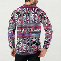 Maori Matariki Button Sweatshirt Pink Galaxy Aesthetic Koru Art LT01 - Polynesian Pride