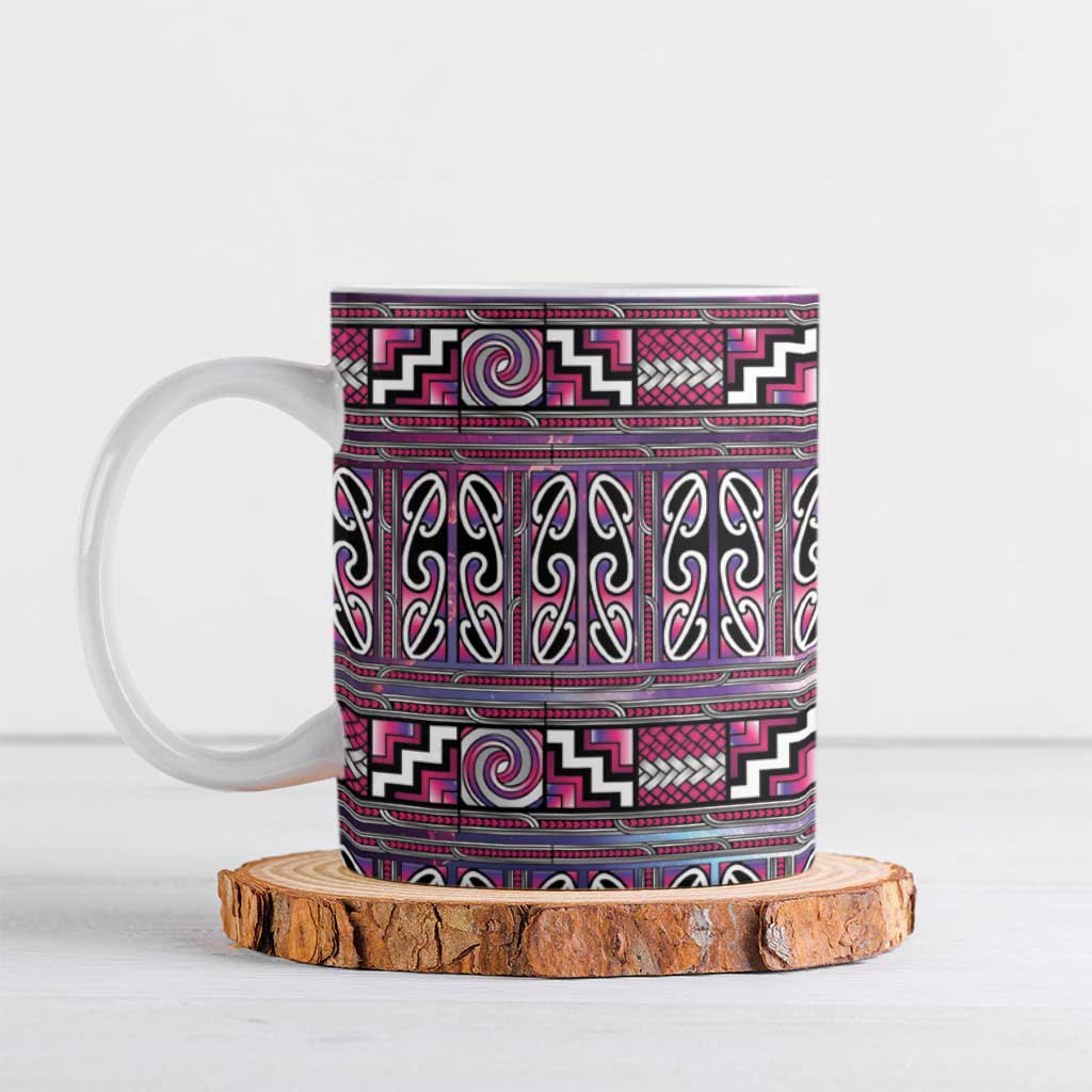 Maori Matariki Ceramic Mug Pink Galaxy Aesthetic Koru Art LT01 Pink - Polynesian Pride