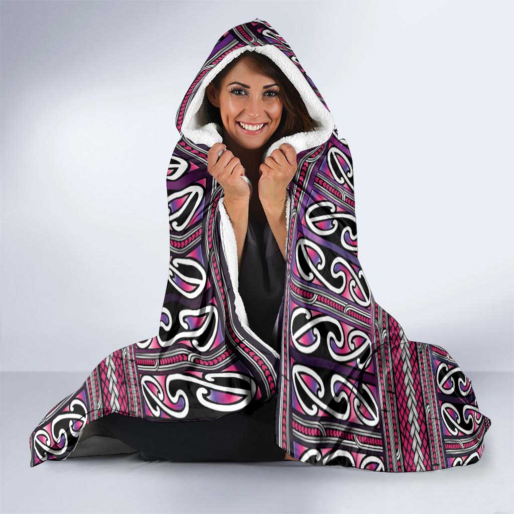 Maori Matariki Hooded Blanket Pink Galaxy Aesthetic Koru Art LT01 - Polynesian Pride