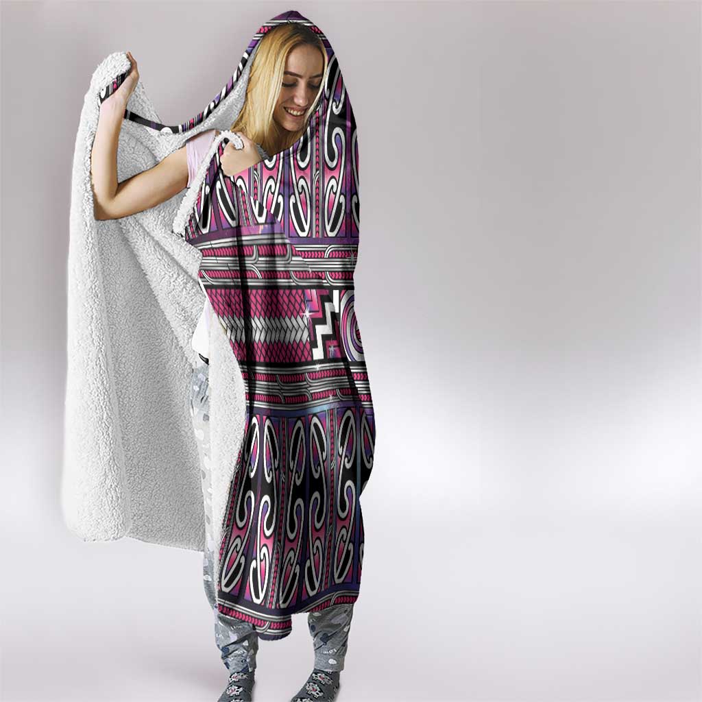 Maori Matariki Hooded Blanket Pink Galaxy Aesthetic Koru Art LT01 - Polynesian Pride