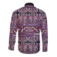 Maori Matariki Long Sleeve Button Shirt Pink Galaxy Aesthetic Koru Art LT01 - Polynesian Pride