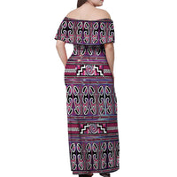 Maori Matariki Off Shoulder Maxi Dress Pink Galaxy Aesthetic Koru Art LT01 - Polynesian Pride